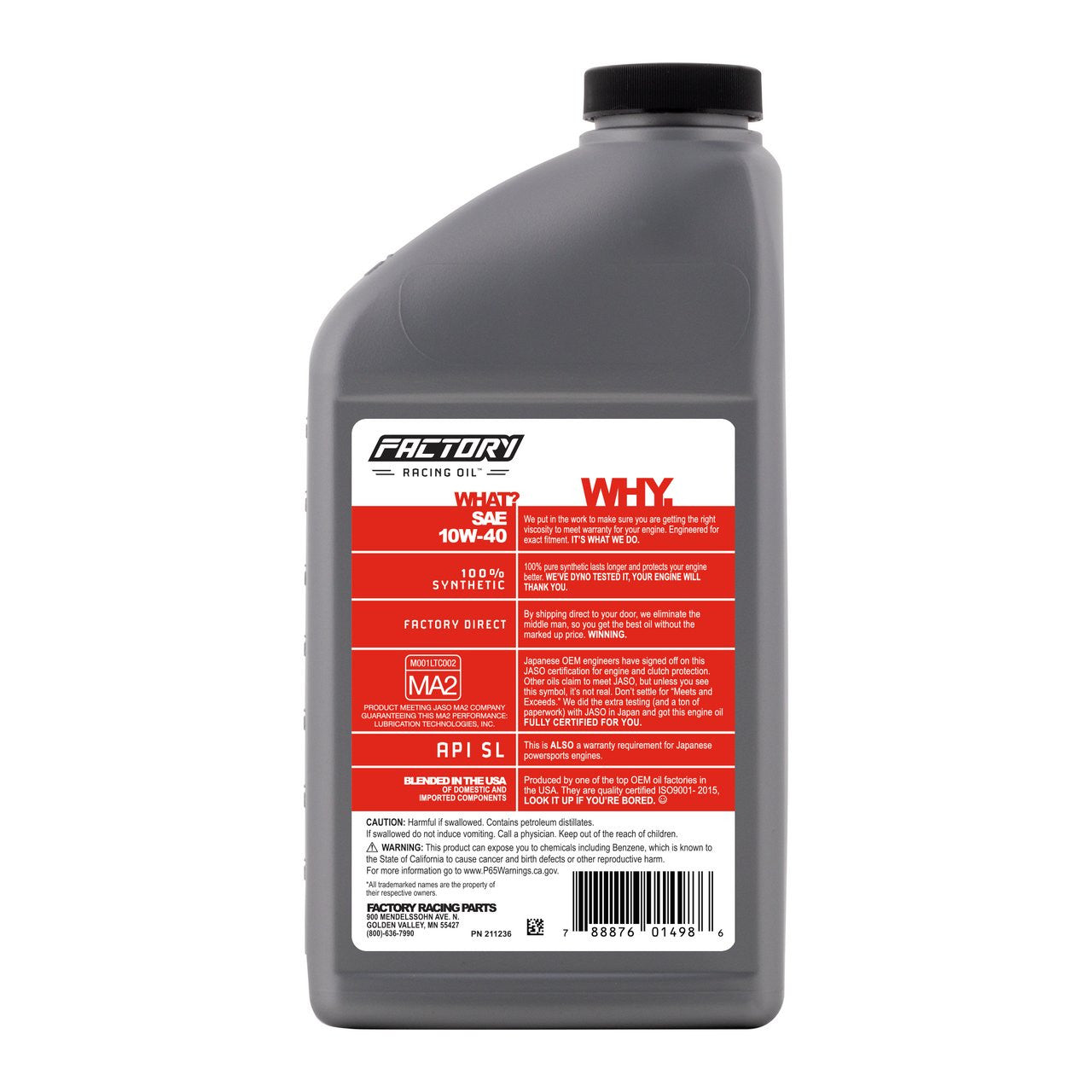 10W-40 Full Synthetic 2 Quart Oil Change Kit For Kawasaki KEF300 Lakota, KLF300 Bayou