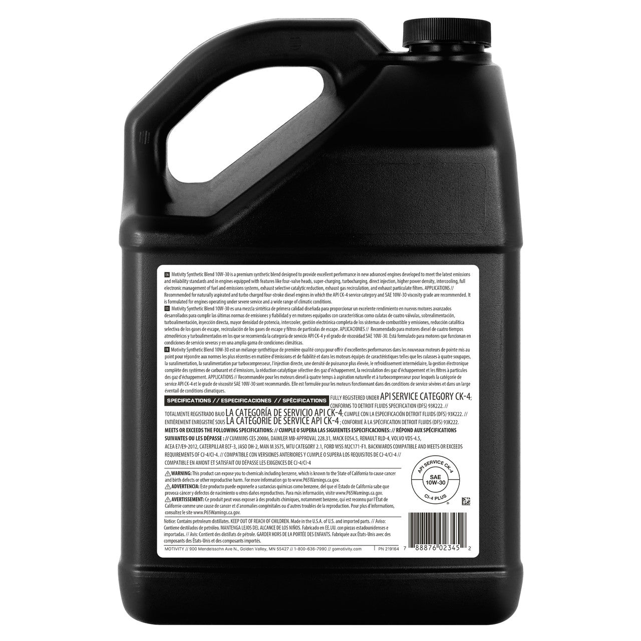 MOTIVITY Heavy Duty 10W-30 Engine Oil – Synthetic Blend, API CK-4, 4 Pack