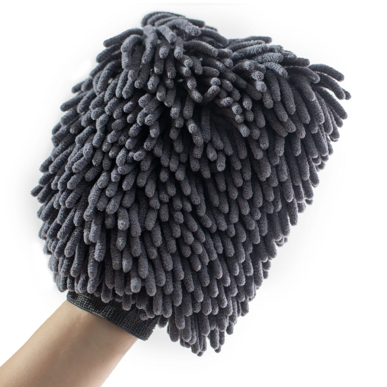 MOTIVITY Chenille Microfiber Car Wash Mitt, Scratch-Free, Lint-Free, Highly Absorbent – Large, Gray